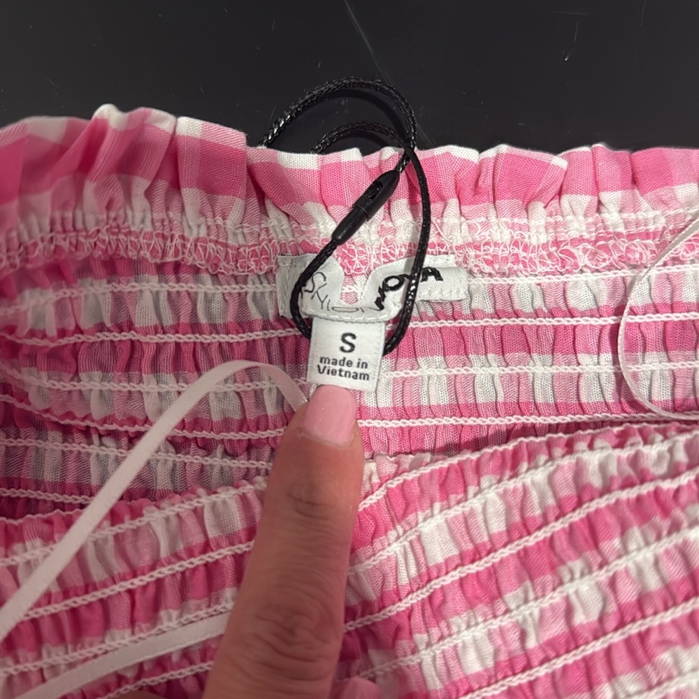 Gingham Pink Mini Dress - Picture 3 of 5